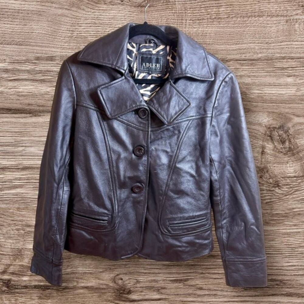 Vintage Adler Collection brown leather coat. Large 90s. Y2K